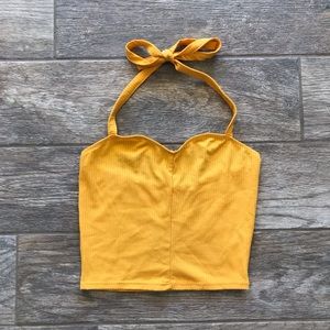 Yellow Halter Crop Top